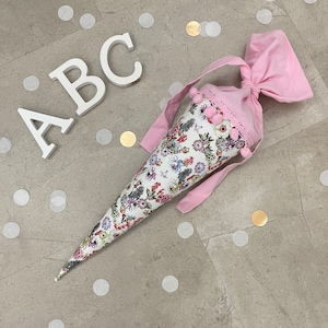 Cartable pour frères et sœurs petit sac à sucre inscription scolaire 35 cm fait main - mélange de fleurs clair