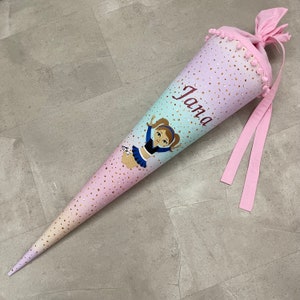 Sac à sucre en tissu cône scolaire 85 cm inscription scolaire fait main - pom-pom girl