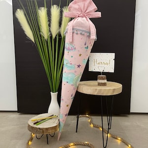 Cartable Sac à Sucre Scolarisation Grand 70 cm Fait Main - Lune & Étoiles Rose