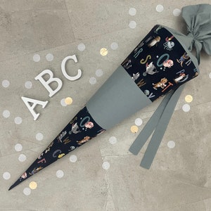 85 cm cartable sac à sucre inscription scolaire grand fait main / ABC noir