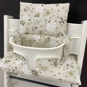 Tripp Trapp seat cushion set for Stokke high chair - flower mix natural