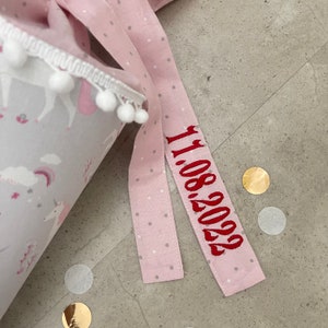 Embroidered bow for school cone | School cone bow with name, date or custom text | Schoolchild 2024