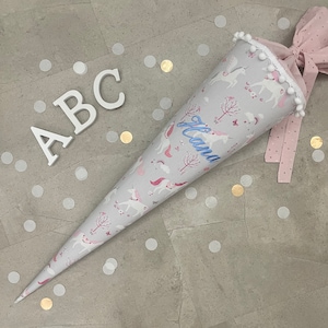 Cartable en tissu sac à sucre inscription scolaire 70 cm fait main - Licorne