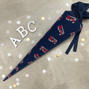 Cartable sac à sucre inscription scolaire grand 70 cm fait main / pompiers