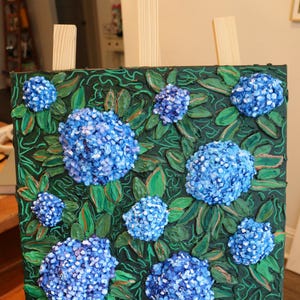 3D Hydrangea Painting on Canvas