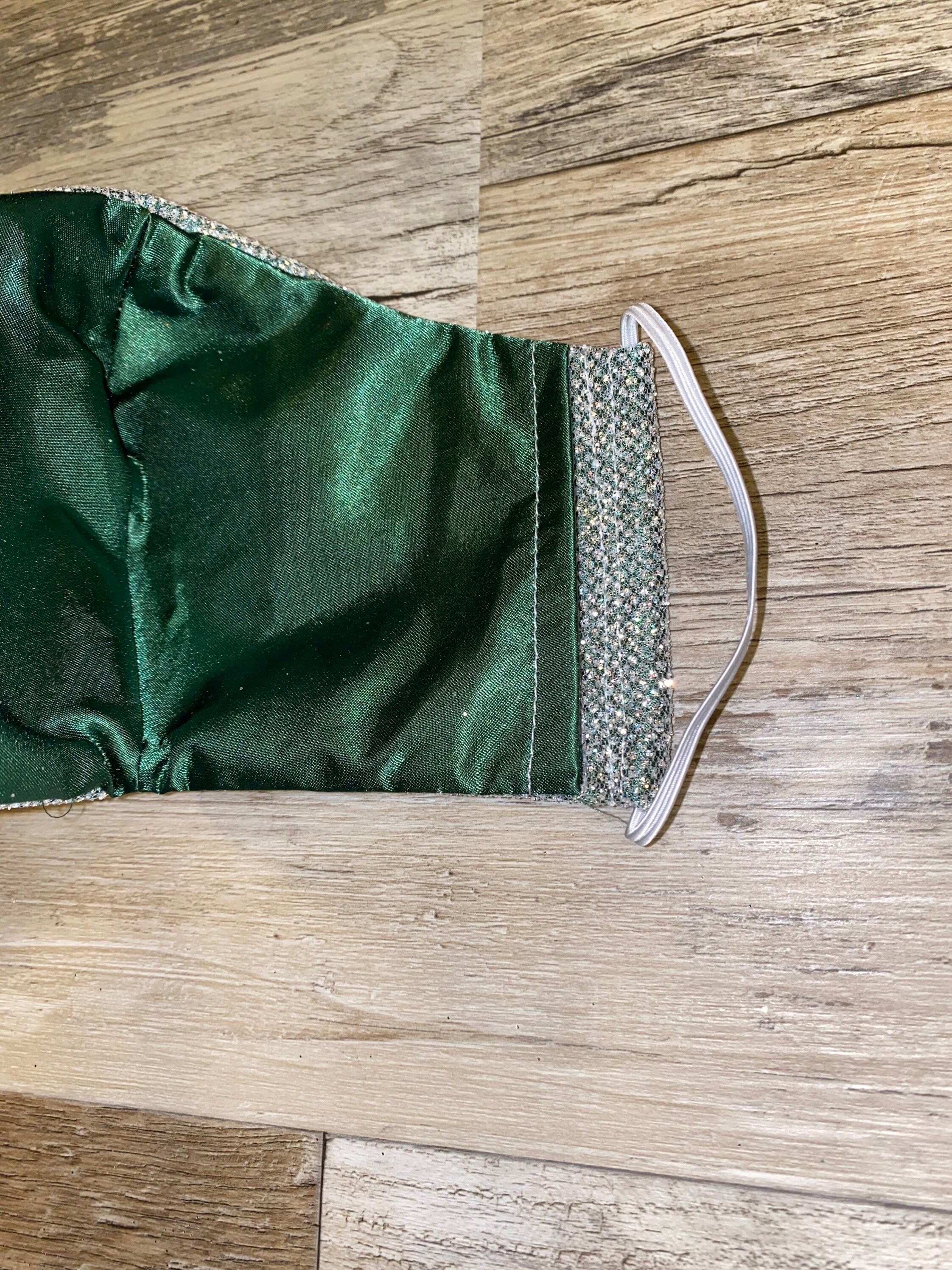 Fancy Glitter Green Mask With Filter Pocket 3 layer Premium Etsy