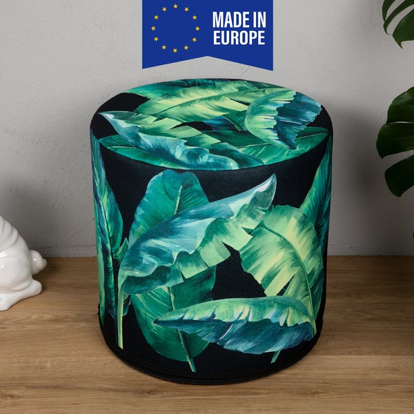 Pouf imprimé 40cm x 40cm / JUNGLE / Pouf en feutre pressé / pouf rond avec impression / repose-pieds / table basse / table de chevet