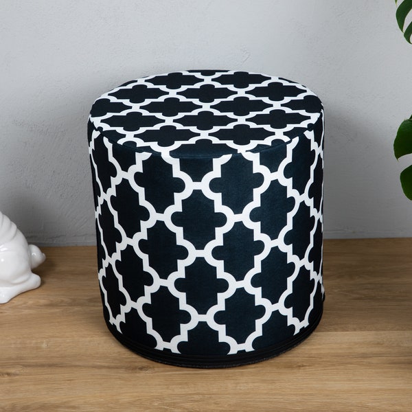 Pouf imprimé 40cm x 40cm / MAROC / Pouf en feutre pressé / pouf rond avec impression / repose-pieds / table basse / table de chevet