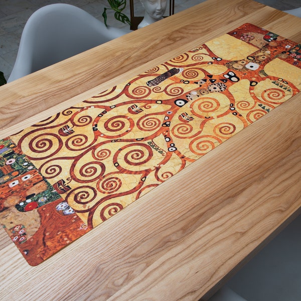 XL Tischläufer aus Filz - Art Deco / Bedruckter Tischläufer  / Tischband mit Kunst /  Gustav Klimt Tischdecke / Kunst Tischläufer / Malerei