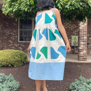 Upcycled Quilt Sundress: Applique Cotton Summer Dress (Size S/M)