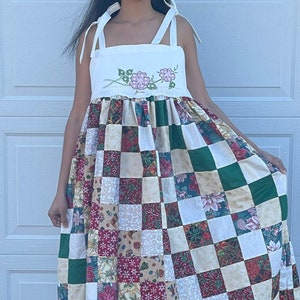 Patchwork dress / Vintage quilt top dress / Upcycled maxi dress / Slow fashion