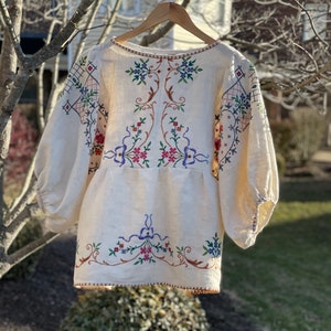 Embroidered linen top / handmade linen top / One off top / upcycled / slow fashion / L to XL