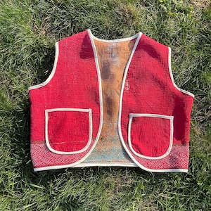Upcycled Kantha Quilt Vest: Handmade Reversible Slow Fashion