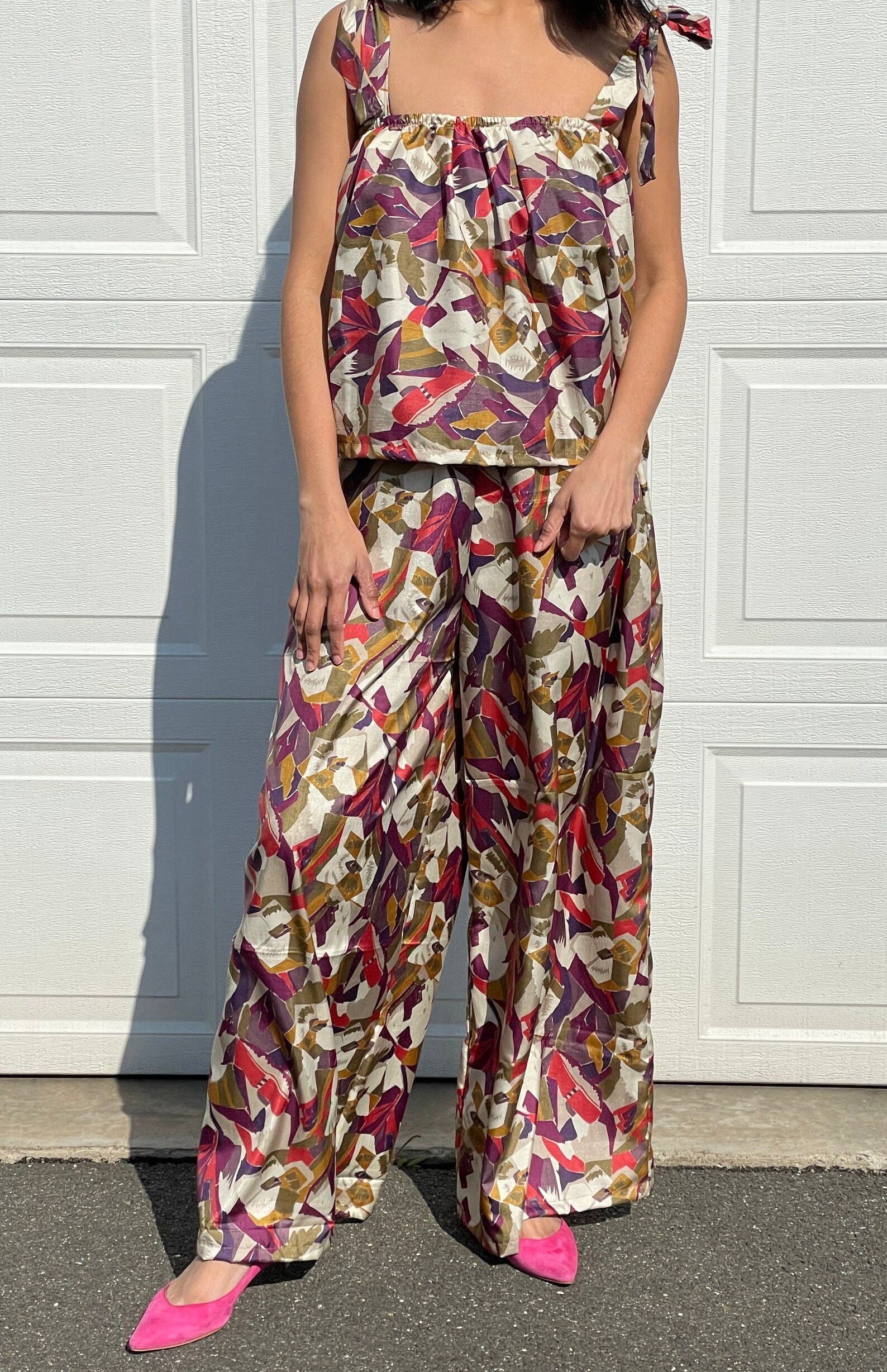 Boho Co-ord set/Vintage print two piece set/Palazzo pant | Etsy