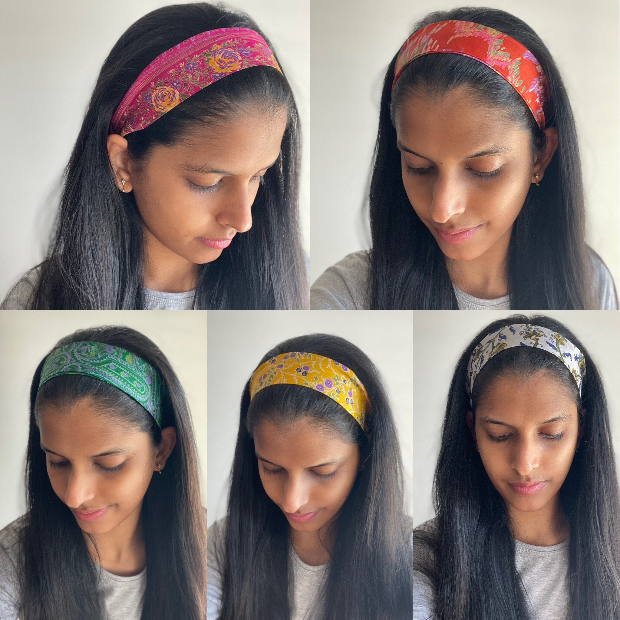 100 silk printed headbands/Two pack silk headbands/Boho silk Etsy