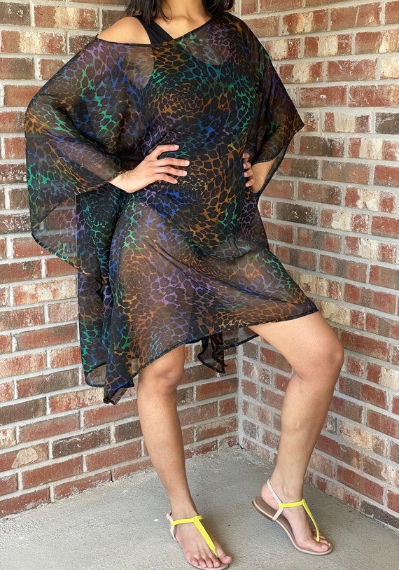 Leopard Print Sheer Cover Up/sheer 