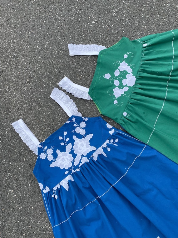 Green Appliqu Mini Sun Dress: XS-S or 32" to 35.5" bust