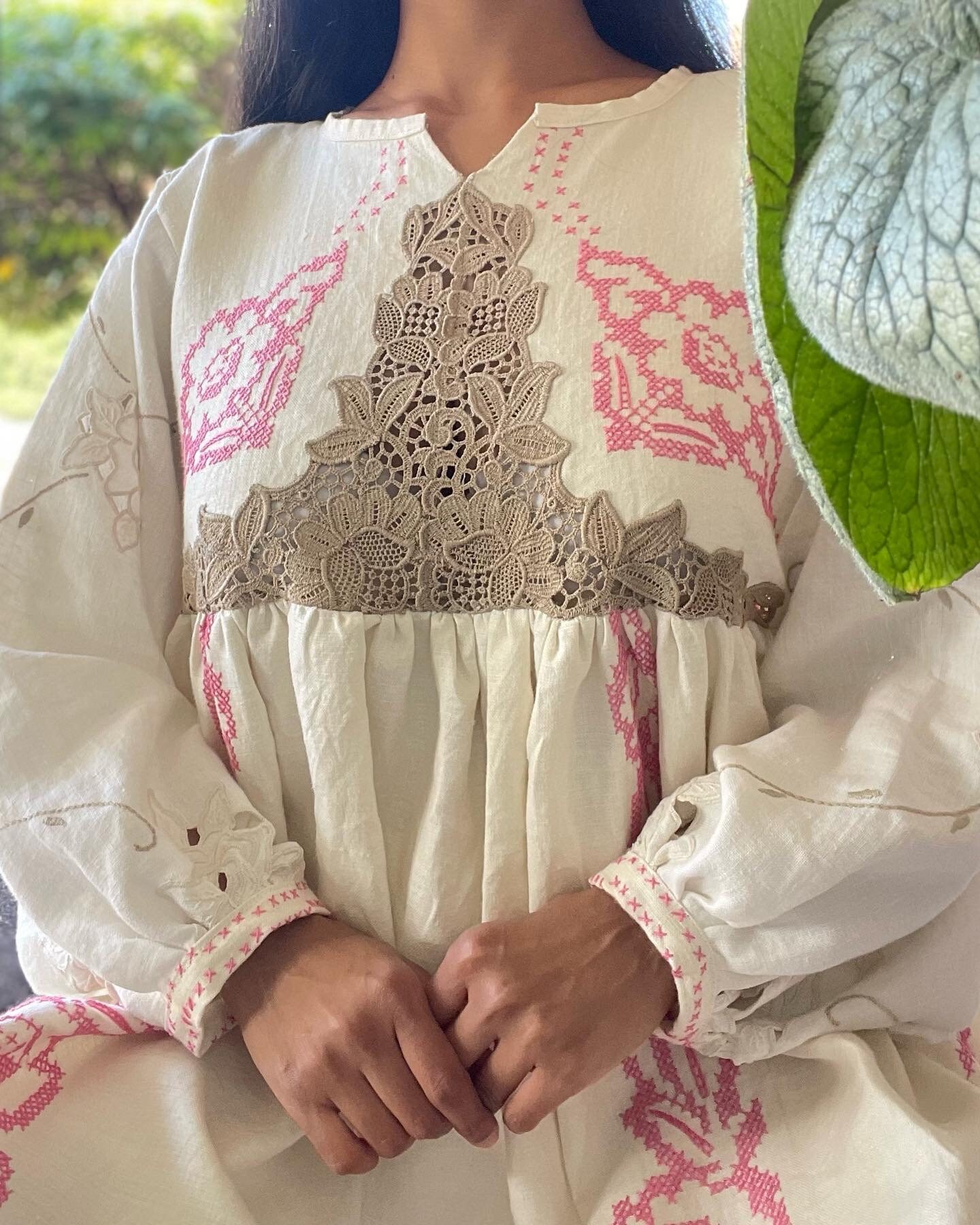 Tablecloth Dress / Embroidered Linen Dress / One of a Kind Dress / Slow