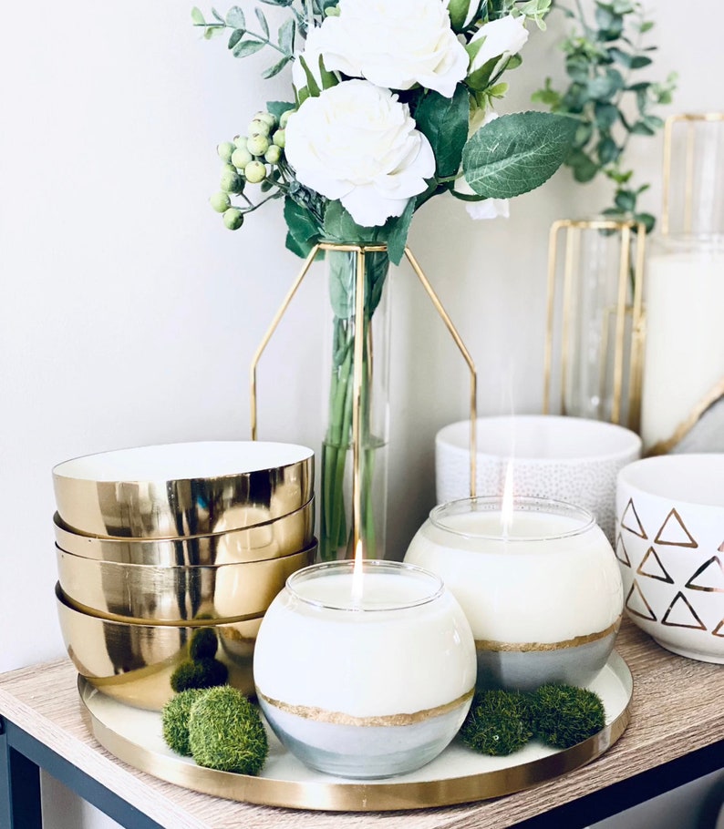 Concrete Candle Housewarming Gift Gold Candle Concrete Etsy