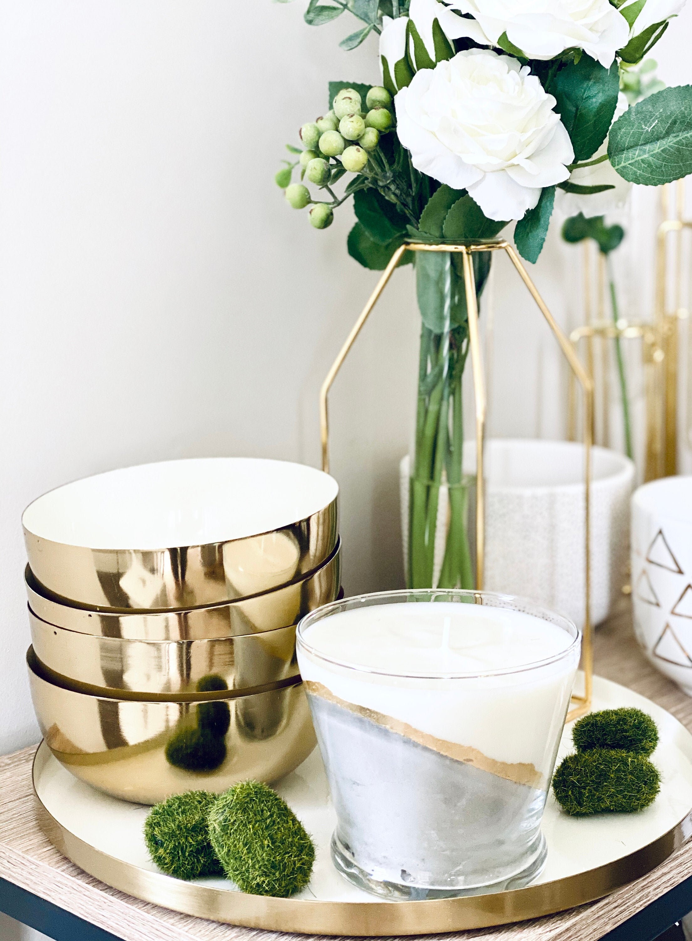 Bougie en Béton | Pilier Bougie Bougeoir à Cylindre de Verre Cadeau Pendaison Crémaillère Décoration