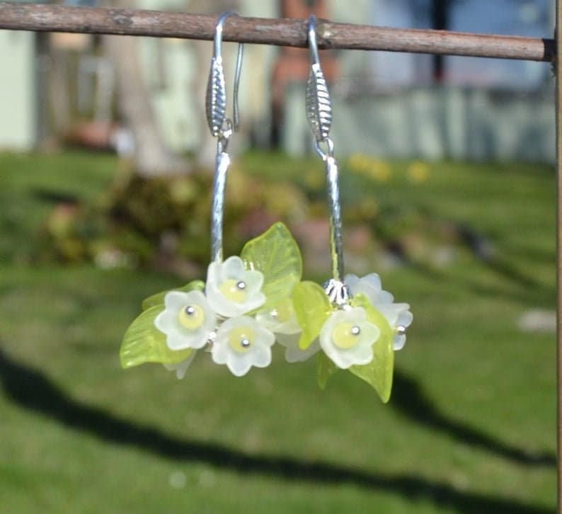 Jasmine flower earrings Pastel flower earrings Cottagecore earrings