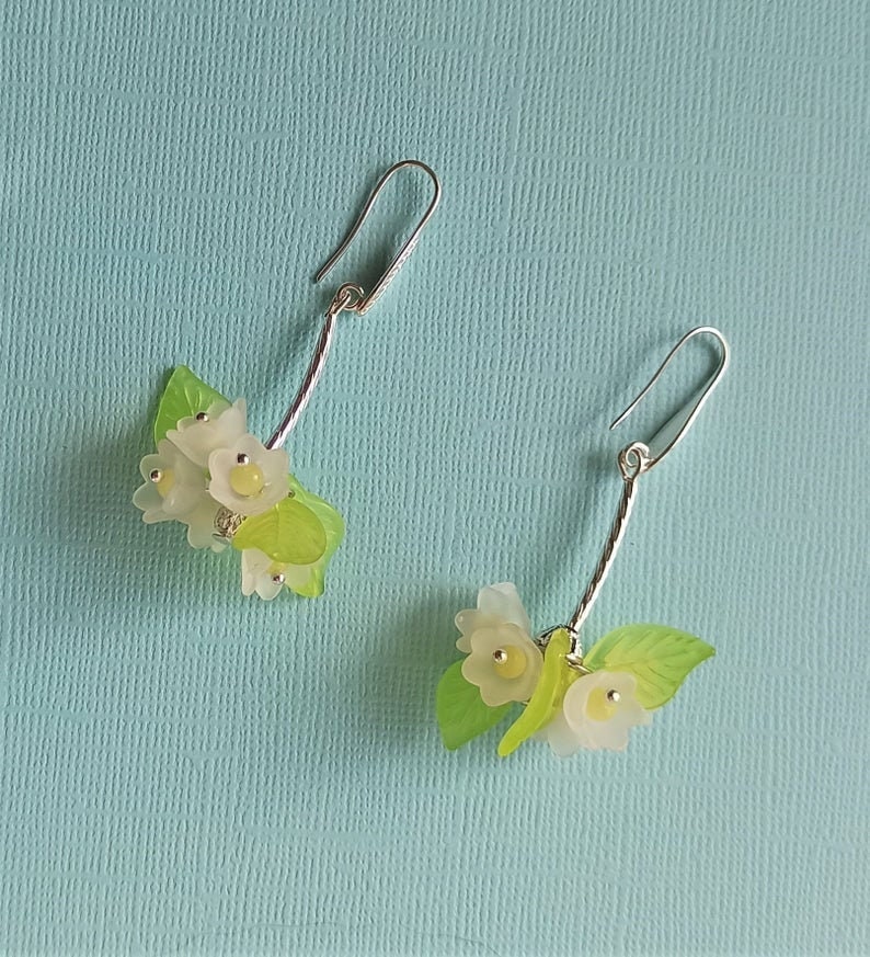 Jasmine flower earrings Pastel flower earrings Cottagecore earrings