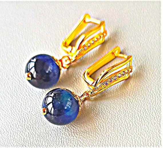 Blue tiger eye earrings sale
