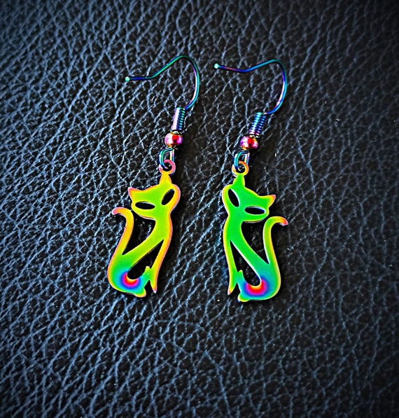 Titanium cat cheap earrings