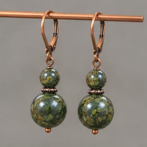 Virgo Zodiac Serpentine Earrings: Copper Dangle, Astrology Gift