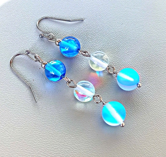 Mermaid glass earrings clearance