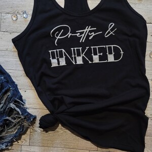 Pretty & Inked Tank | Women’s Tank Top | Black and Silver |