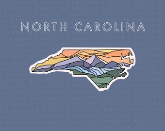 North Carolina Sticker, NC Laptop Sticker, NC Stained Glass Style Sticker