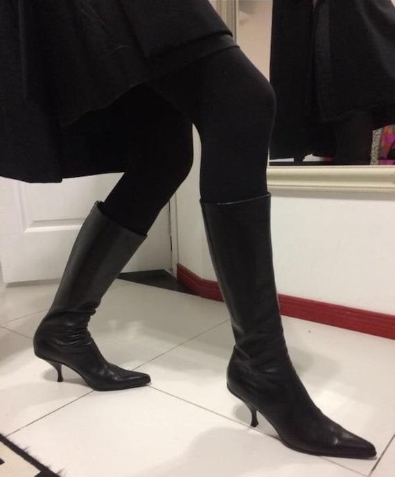 Vintage Prada knee boots, Prada women's boots blac