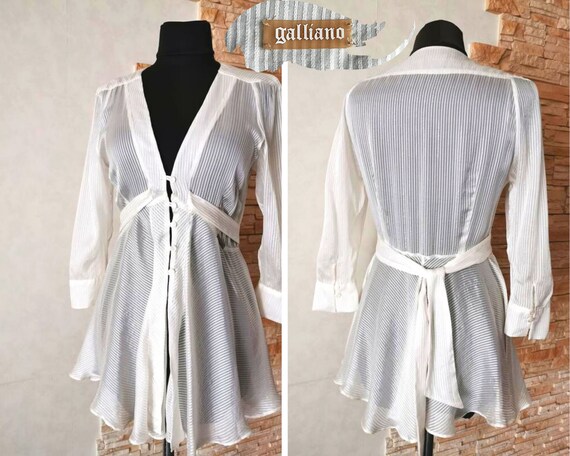 John Galliano Designer Silk Blouse Size M authenti