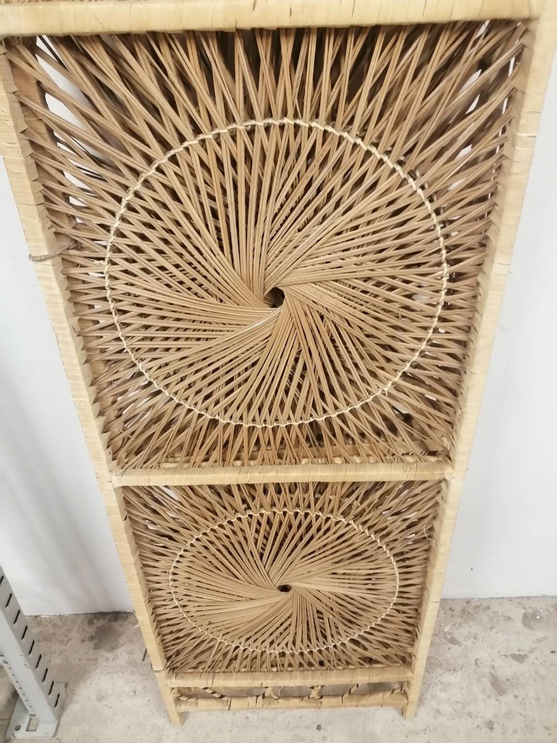 Vintage wicker room divider / screen tiki style 70's Etsy