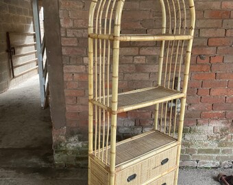 Vintage Bamboo And Rattan Shelving Unit