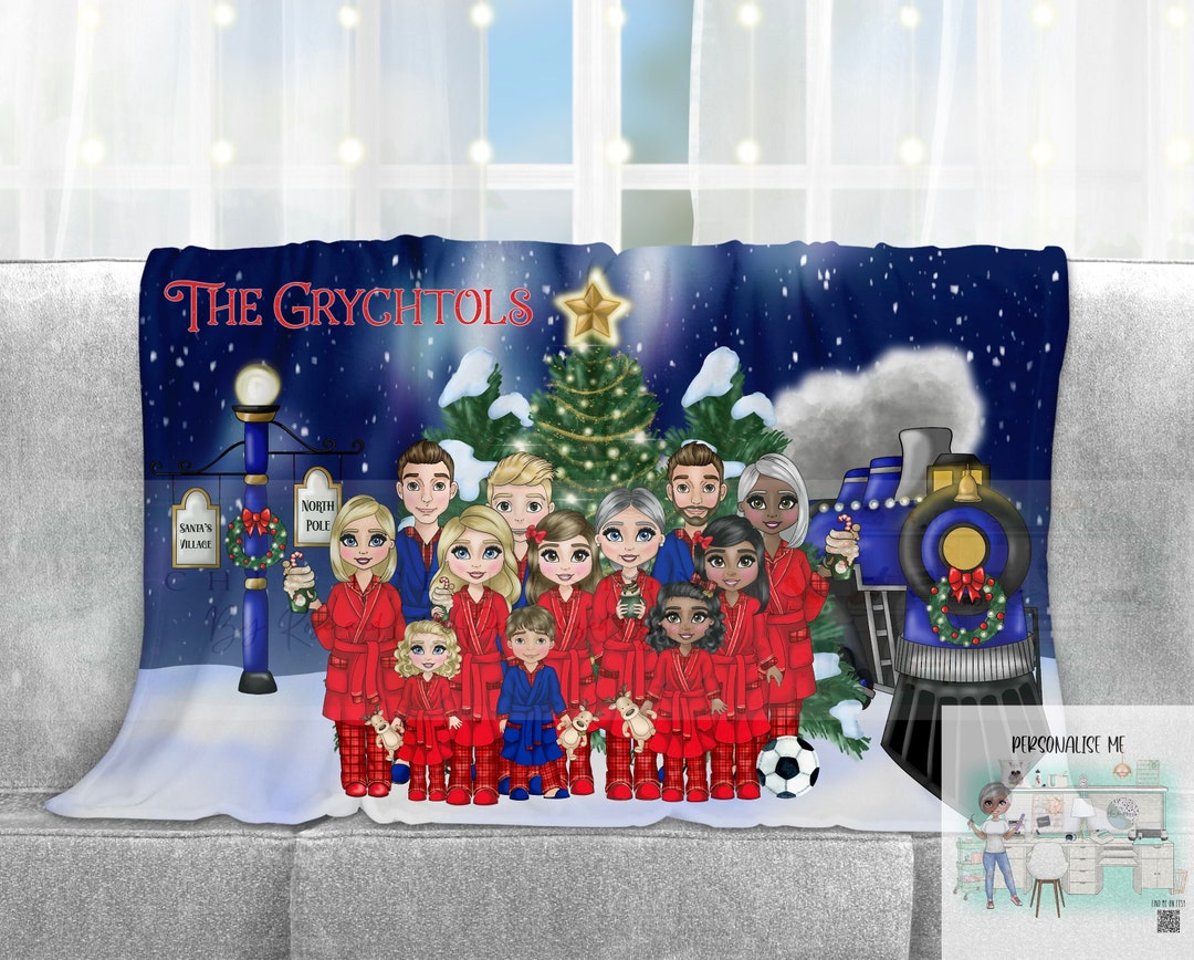 Custom Christmas Express Fleece Blanket, Family Movie Blanket, Christmas Movie Blanket, Sofa