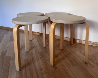 Alvar Aalto, a set of four 1960's 60 stools, Artek, Finland