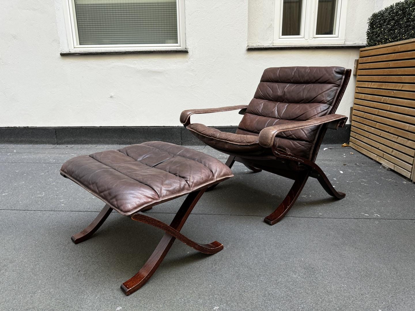 Flex Foldable Lounge Chair With Ottoman Attributed to Ingmar