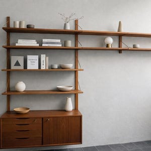Scandinavian Vintage Modular Teak Wall Unit “Veggen De Luxe”, Norge 1950-tal