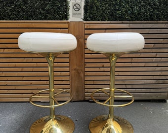 Börje Johanson Pair of Leather Bar Stools, Sweden, 1970s