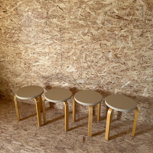 Set of 4, Alvar Aalto, a set of four 1960's 60 stools, Artek, Finland