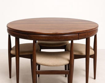 Zestaw obiadowy Hans Olsen Roundette z palisandru, Dania (lata 60. XX wieku)