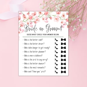 Bride vs. Groom Party Game (Bridal Shower, Engagement Party)