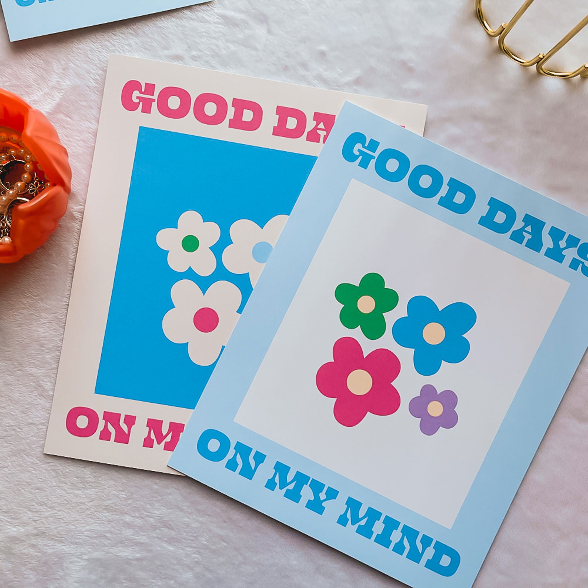 Good Days Floral Danish Retro Vintage Inspired Aesthetic Poster Print