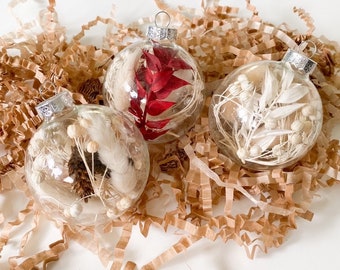 Christmas ball | Christmas tree ball | Glass ball with dried flowers