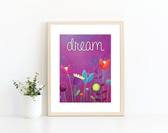 Printable Inspirational Print "Dream" | Purple Printable Wall Art by Amélie Gagné Studio | Digital Download