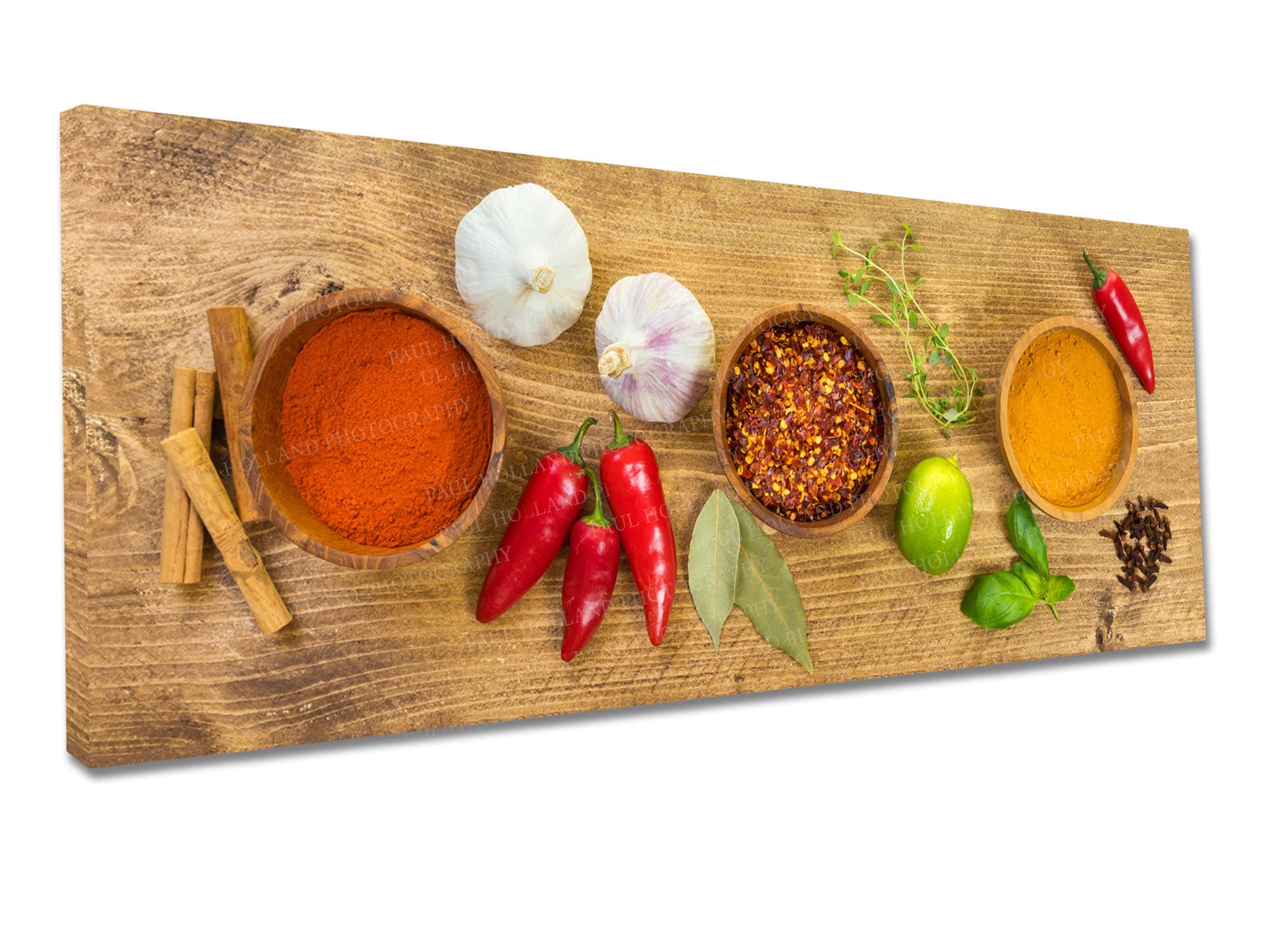 Herbs Spices CANVAS Wall Art, Panoramic Canvas Wall Decor, Herbs and