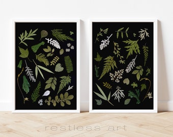 Leaf Medley I & II | Botanical Art, Pressed Leaf Art, Floral Art, Leaf Art Set