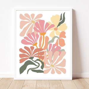 Retro Flowers I | Floral Illustration, Retro Floral, Flower Art, Girls Room Art